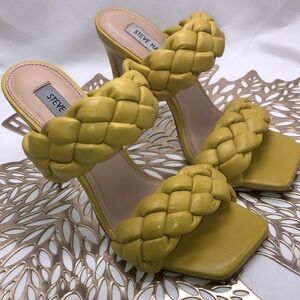 Steve Madden Lemon Lime Braided Straps High Heel Mule Sandals Size 7.5